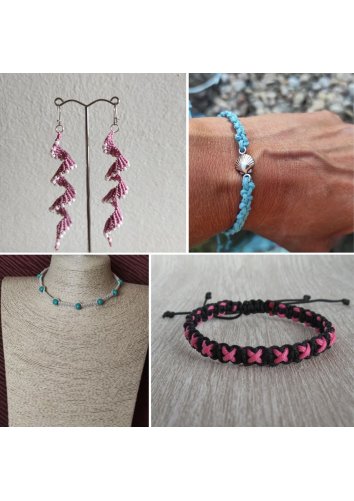 Macramé šperky - náušnice, náramky, náhrdelník
